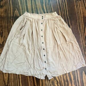 Elegant Soft Pink Button-Down Skirt
